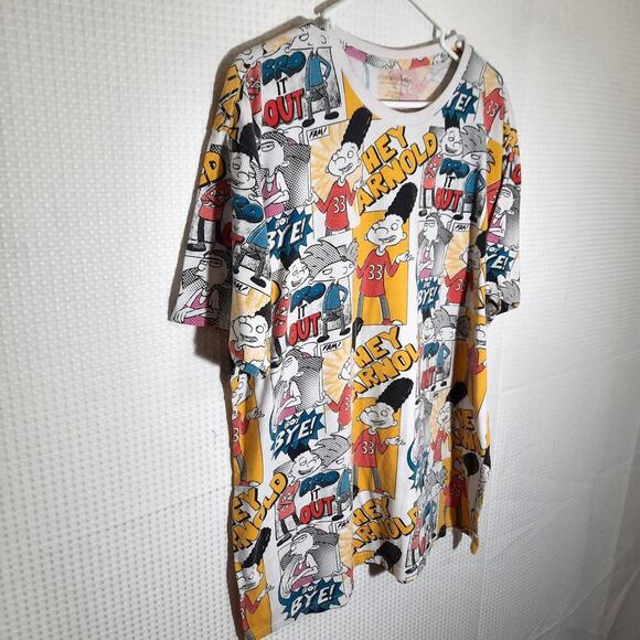 Hey Arnold XL All Over Print Tee Nickelodeon Graphic T Shirt Comic Style Unisex - Picture 3 of 4